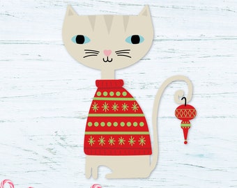 Christmas Cat svg, Winter Cat svg, Cat svg, Cat Cut File, Cat in Christmas Sweater svg, Christmas Cat Clipart, Holiday Cat Png