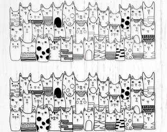 Many Cats SVG File for Cricut & Silhouette Machines. Lots of Cats dxf. Sitting Cats Clipart Png. Group of Cats Vector Eps. Cat Svg for Mug