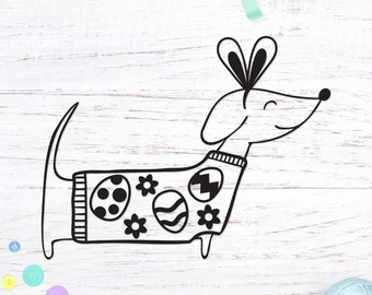 Dachshund SVG for Easter, Easter svg File for Cricut, Easter svg for Kids, Dog svg for Easter