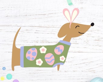 Easter Dachshund SVG, Easter svg, Dachshund svg for Kids Celebrating Easter