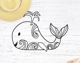 Whale SVG File, Beach svg, Whale png, Ocean Whale svg, Cute Whale svg Files for Cutting Machines