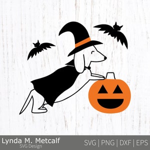 Halloween Dog Svg. Dachshund Halloween Svg. Witch Dog Svg Cut File. Halloween Jack-o-Lantern Clipart. Spooky Dog Svg for Shirts