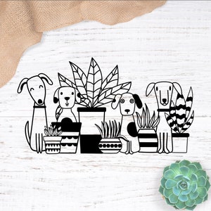 Perros y Plantas SVG, Perros svg, Plantas de la Casa svg, Perros svg Archivos