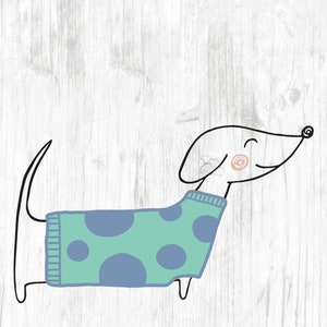 Cute Dachshund svg, Dog svg, Puppy svg, Cute Dog in Spotted Sweater