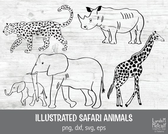 Download Illustrated Safari Animals Clipart And Svg Set For Cricut Etsy