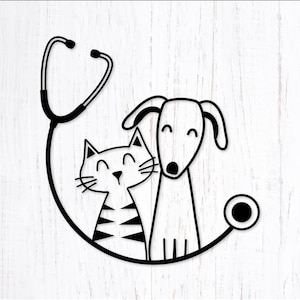 Veterinario de perros y gatos Svg. Imágenes Prediseñadas de Hospital Veterinario. Pet Clinic Svg para camisas, tazas y regalos. Archivo svg de vinilo de animales pequeños.