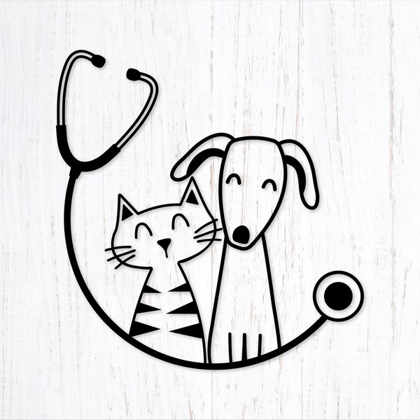 Dog and Cat Veterinarian Svg. Vet Hospital Png Clipart. Pet Clinic Svg for Shirts, Mugs and Gifts. Small Animal Vinyl Svg File.