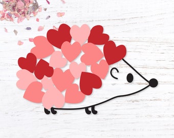 Hedgehog Svg. Cute Kids Valentine Svg. Hearts Cut File. Kawaii Hedgehog Dxf. Valentines Day Eps File. Funny Valentines Shirt Svg. Love Svg