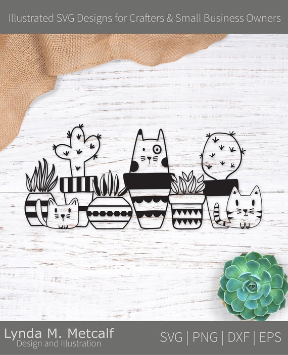 Download Cats With Plants Svg File For Cricut Silhouette Machines Etsy