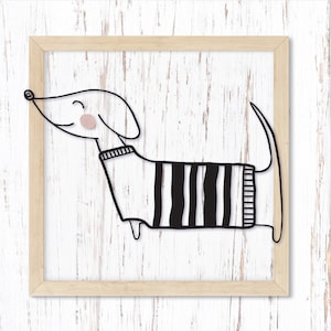 Einfacher Dackel-Svg. Wurst-Hund geschnitten Datei. Doxie Cricut Design. Weenie Hund Png. Wiener Hund Dxf. Süßes Dackel Shirt. Handgezeichneter Hund
