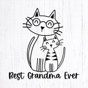 La mejor abuela de todos los tiempos svg. Día de la Madre svg. Abuela Gato y Gatito Png Clipart. Diseño vectorial Eps de abuela. Archivo Dxf de Nana. dia de la abuela