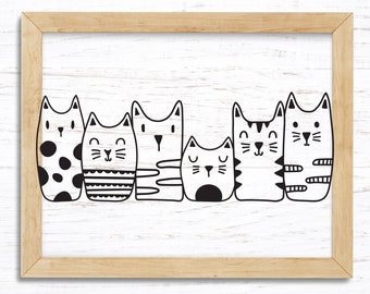Cute Cats SVG File for Cricut & Silhouette Machines, Cute Cats dxf, Cute Cats png, Cute Cats svg for Mugs