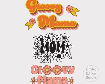 Groovy Mama Svg. Retro Mother's Day svg. Mom Flower Svg Cut File. Floral Mom Png. Mother's Day Quote Svg Design for Shirts. Vintage Mom Svg