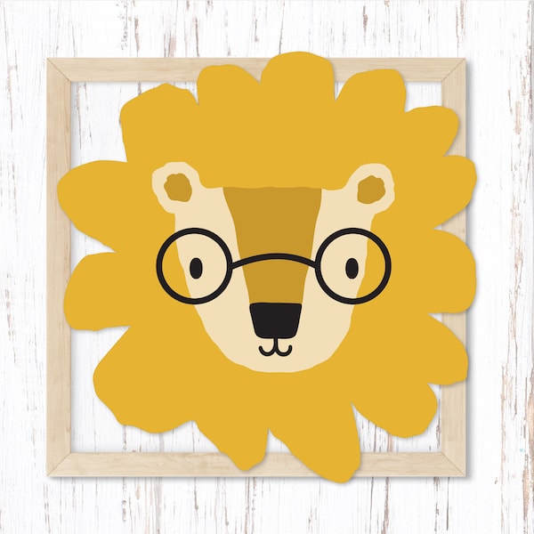 Cute Lion Svg File for Cricut. Smart Lion Svg. Back to School Svg. Lion in Glasses Svg Cut File. Safari Lion Svg Design for Shirts