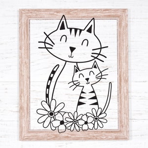 Katze Mama und ihr Kätzchen SVG-Datei für Cricut & Silhouette Maschinen, Kätzchen svg, Muttertag svg, Katze svg