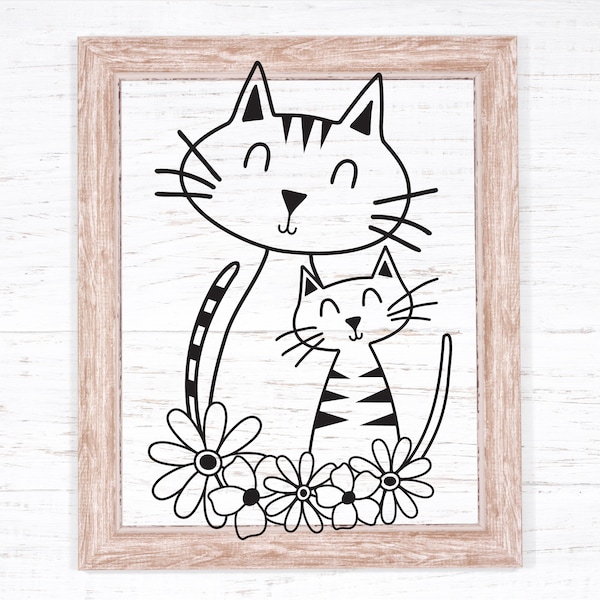 Cat Mom and her Kitten SVG File for Cricut & Silhouette Machines, Kitten svg, Mother's Day svg, Cat svg