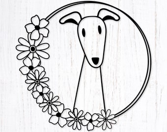 Whippet Svg. Italian Greyhound Svg. Dog Svg Vinyl File. Dog Breed Png. Dog Svg for Shirts. Dog Svg for Sublimation. Dog Floral Frame Clipart