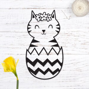 Chat svg pour Pâques. Svg de Pâques pour les enfants. Svg de Pâques pour les filles. Fichiers svg oeuf de Pâques pour Cricut