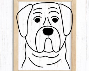 Svg de Mastiff dessiné à la main, fichier de coupe Svg de race de chien Mastiff