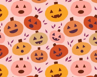 Halloween Jack O Lantern naadloos patroon. Digitaal bestand herfstpompoenen herhaalpatroon in png- en jpg-indeling