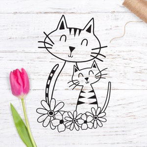 Festa della mamma in formato SVG, mamma gatto e gattino File SVG per macchine Cricut e Silhouette, gattino in formato SVG, gatto in formato SVG
