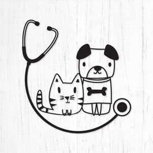 Cat and Dog Veterinarian Svg. Vet Hospital Png Clipart. Pet Clinic Svg for Shirts, Mugs and Gifts. Small Animal Vinyl Svg File.