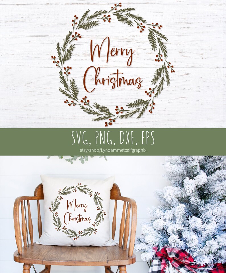 Christmas Pine Wreath SVG Merry Christmas svg Christmas | Etsy Christmas Pine Wreath SVG Merry Christmas svg Christmas | Etsy