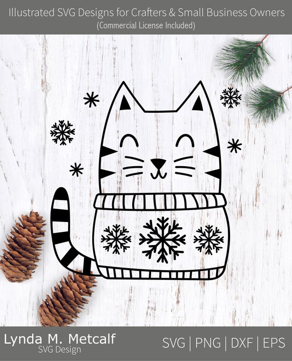 Winter Cat svg, Christmas Cat svg, Cat in Sweater png, Cat svg, Snowflake svg, Cat svg Cut File for Shirts, Cat svg for Ornament