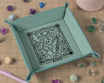 Bard Simple Dice Tray, Leatherette Gaming Dice Tray, Gamer Accessory, Tabletop Gaming Gift, Bard Gift