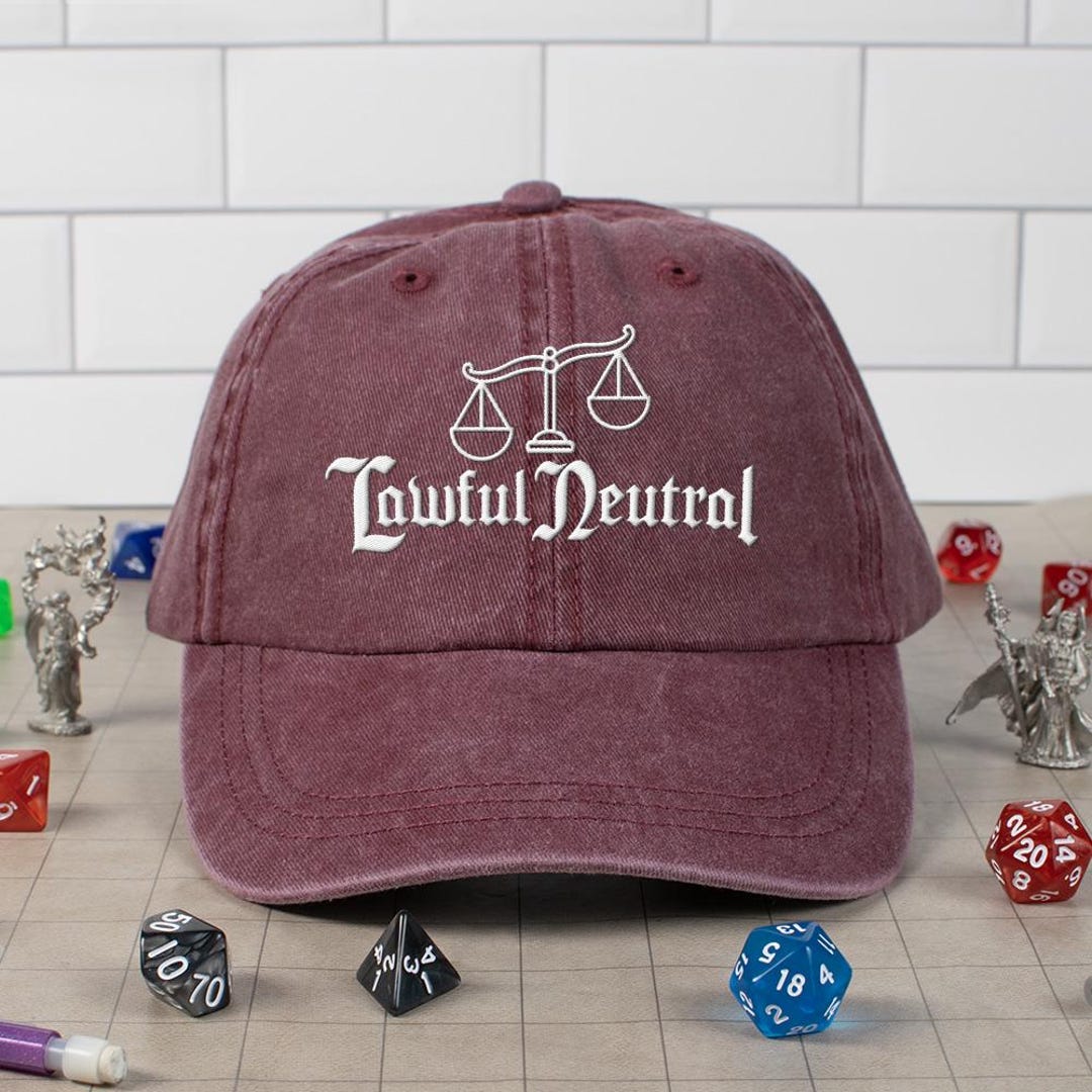 Lawful Neutral Embroidered Pigment Dyed Hat, Tabletop Gamer Inspired ...
