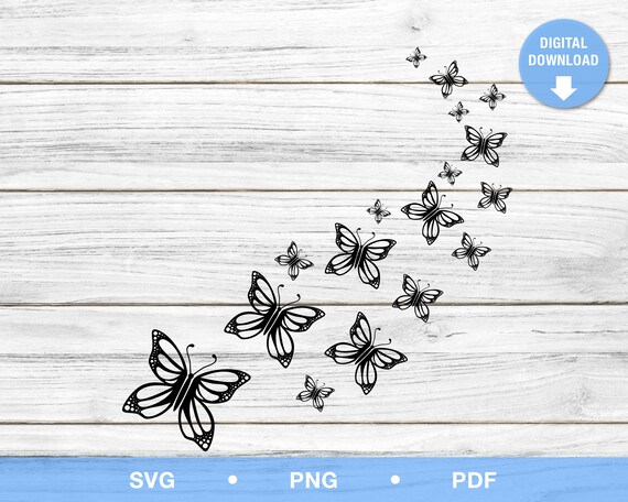 Download Scattered Butterflies Svg Png Pdf Vinyl Wall Decal Paper Etsy