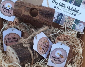 Bird & the Bees GIFT SET Swing (Suet | Natural | Log | Bird food | Bee hotel | Flower bomb | Environment | Garden | My Little Habitat | Bee