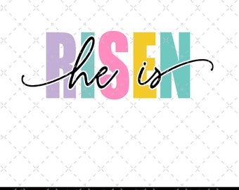 He is Risen png, Matthew 28:6, Retro easter doodle png, Easter Christian Png, Easter bible verse png, Risen doodle png, retro easter png
