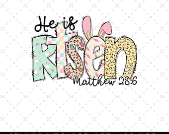 He is Risen png,Matthew 28:6,Risen png,retro easter doodle png,Easter Christian Png,Easter bible verse png,Risen doodle png,retro easter png