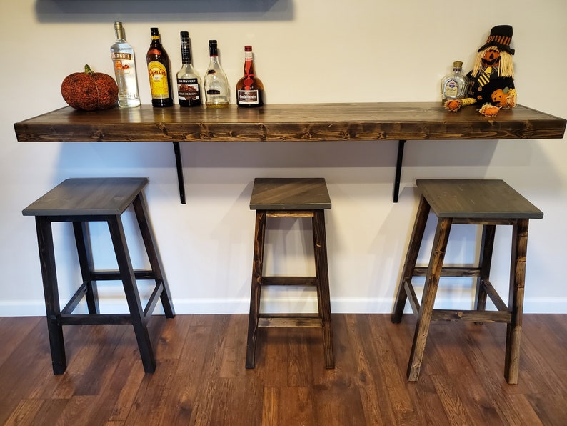 Kitchen Wall Mounted Bar Top and Stools | Etsy