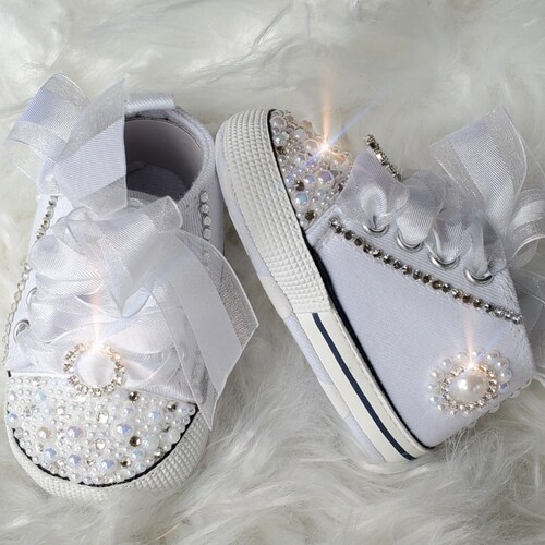 Newborn Pearl Crib Shoes Baby Girl Shower Gift Baptism Etsy