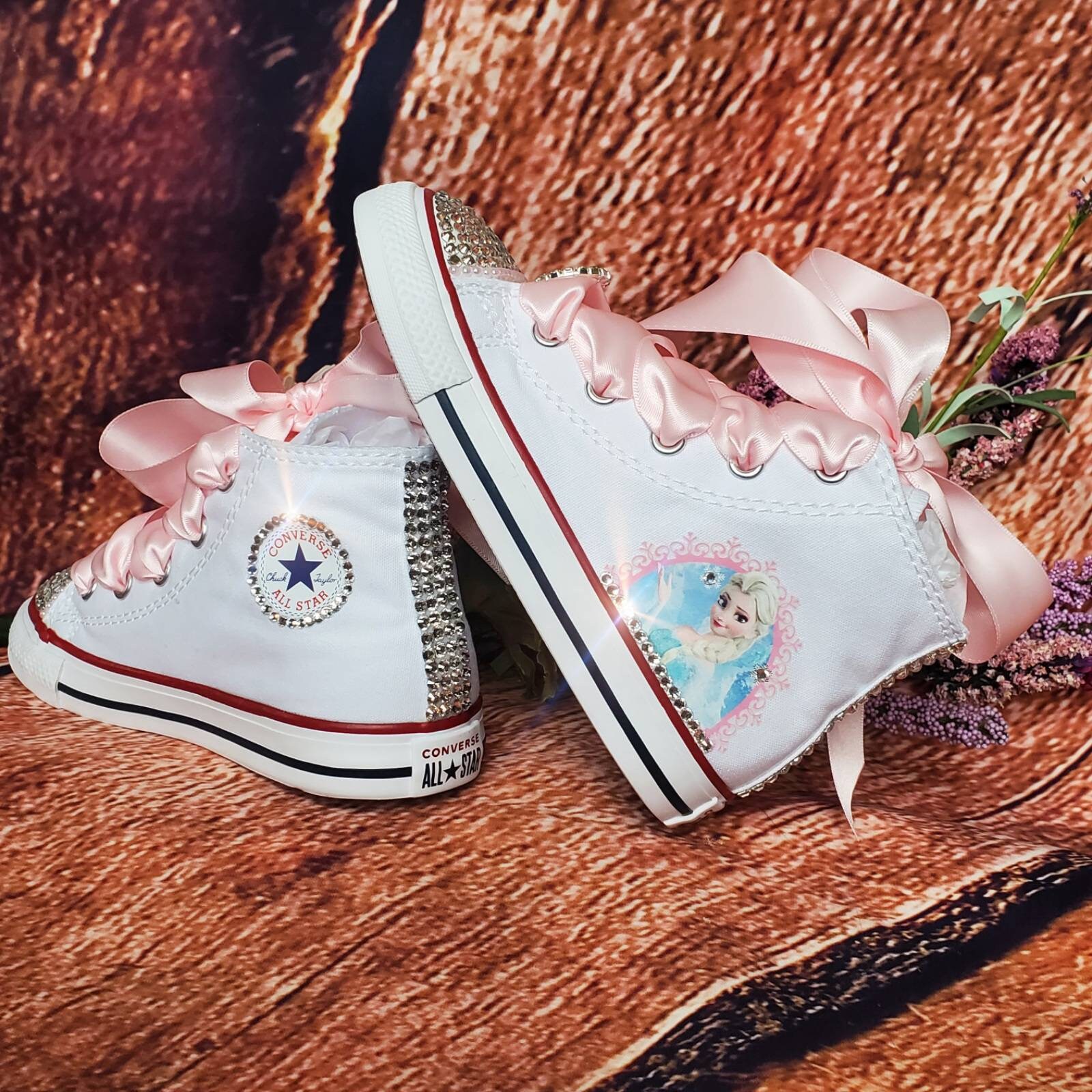 Baby shower gift Converse High Top Chucks 1st Birthday shoe Pearl Rhinestones Flower Girl shoes Rhinestone Princess Infant Toddler shoes Schoenen Meisjesschoenen Sneakers & Sportschoenen 