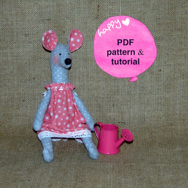 Stuffed rat toy pattern - How to sew mouse, PDF Mouse Sewing Pattern, tilda mouse sewing tutorial, rat sewing instructions, Ukrainian seller