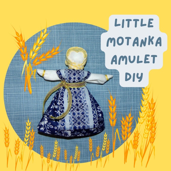 Little Motanka Doll DIY, Nature Friendly Ukrainian Doll Amulet for Car & House No Sew Tutorial, Simple Instruction How to Make 4,5" Rag Doll