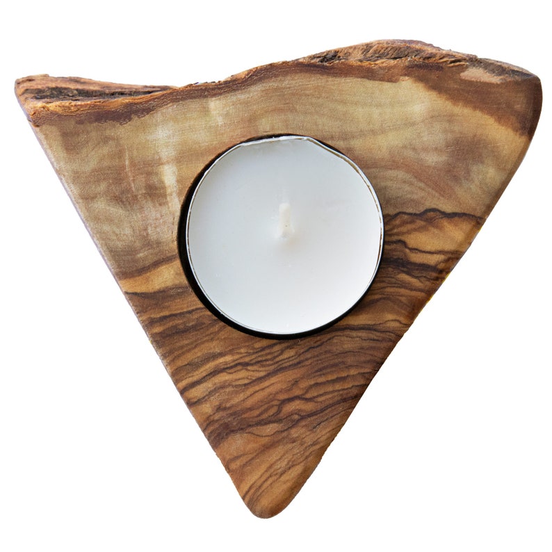 Olive Wood Tealight Candle Holder Set of 3 Live Edge with Etsy
