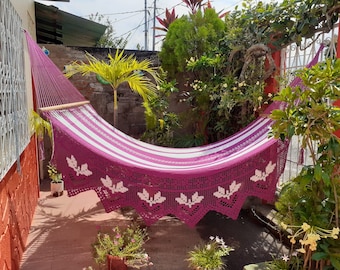 Pink and White hammock with flowers design