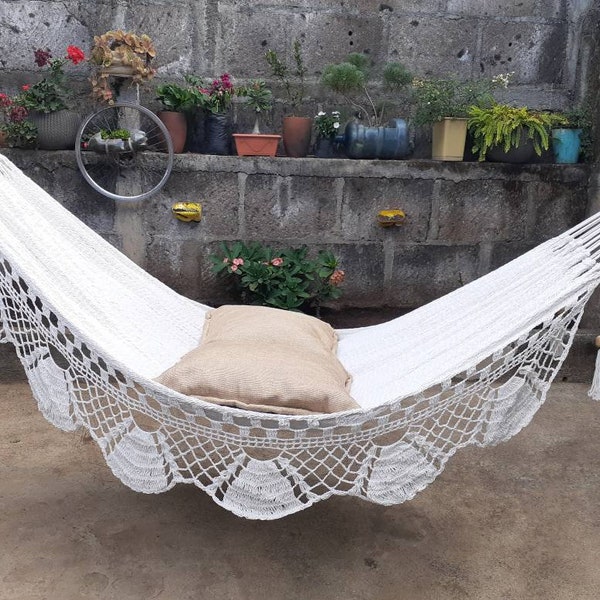 White Hammock Special Fringe, Natural Cotton, without wood