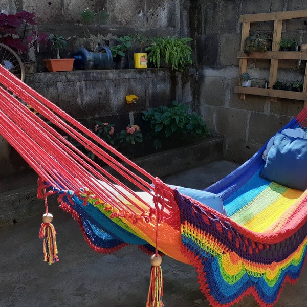 Multicolor Hammock without wood, natural cotton and easy to transport