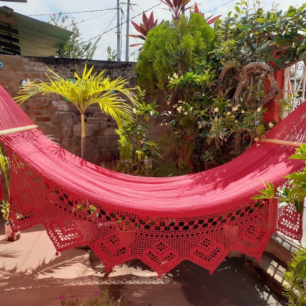 Family Red Hammock with beautiful lace