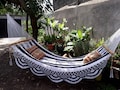 White and Blue Hammock, natural cotton, special for a gift product logo