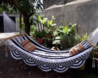 White and Blue Hammock, natural cotton, special for a gift