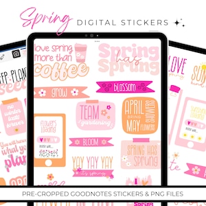 Spring Digital Stickers, Goodnotes Stickers, Spring Stickers, Digital Planner Stickers, Flower Stickers for Planner, Pre cropped Stickers
