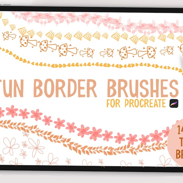 Procreate Brushes, Procreate Border Brush Set, Procreate Brush Set, Wreath Brushes for Procreate, Boho Border Brush, Procreate Frame Brush