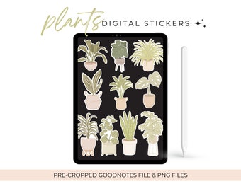 Boho Digital Stickers, Goodnotes Stickers, Plant Stickers, Digital Planner Stickers, Aesthetic Stickers for Planner, Precropped Stickers Png