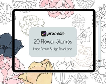 Flower Stamp Procreate, Procreate Flowers, Procreate Flower Stamps, Flower Procreate Brushes, Floral Procreate Brush, Flower Procreate Stamp